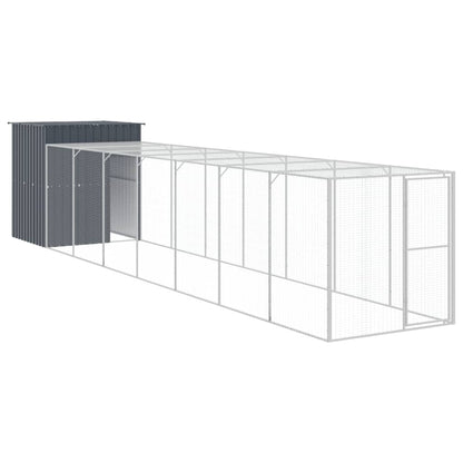 Kippenhok met ren 165x863x181 cm gegalvaniseerd staal antraciet