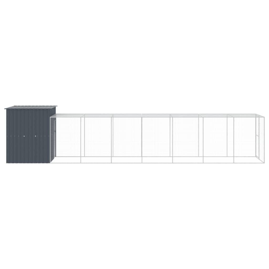 Kippenhok met ren 165x863x181 cm gegalvaniseerd staal antraciet