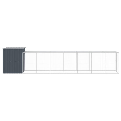 Kippenhok met ren 165x863x181 cm gegalvaniseerd staal antraciet