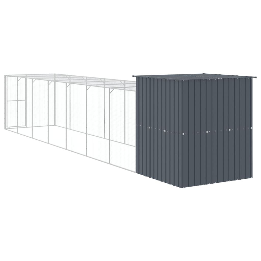 Kippenhok met ren 165x863x181 cm gegalvaniseerd staal antraciet