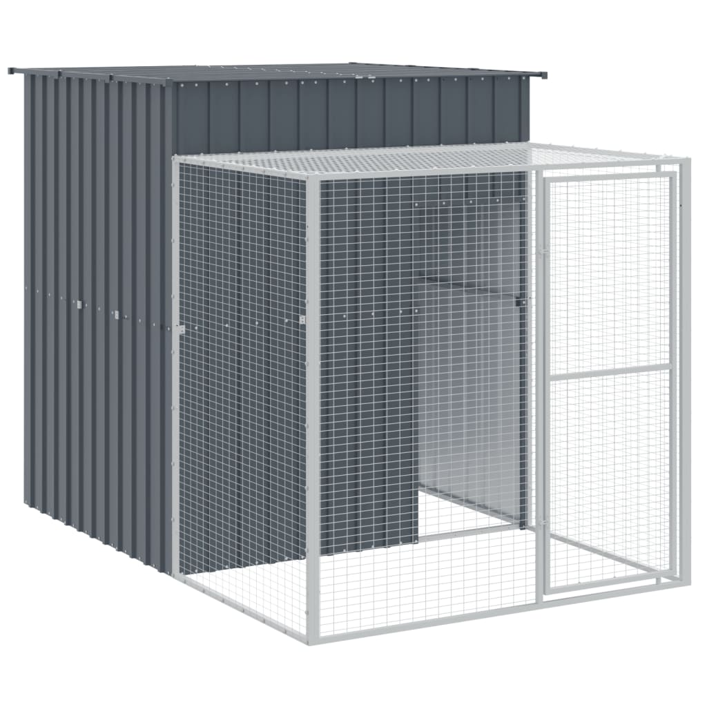 Kippenhok met ren 165x863x181 cm gegalvaniseerd staal antraciet