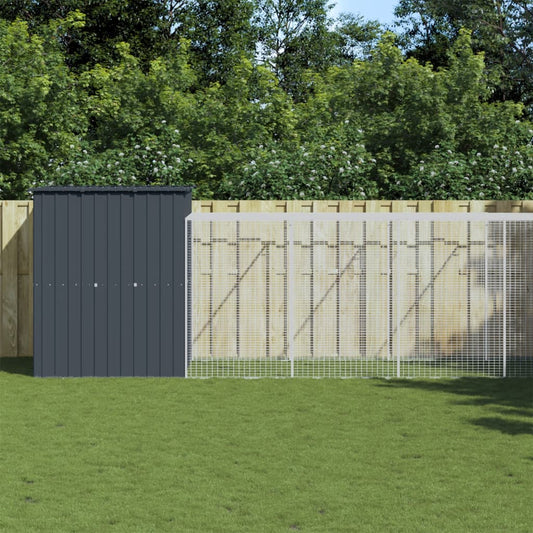 Kippenhok met ren 165x1067x181 cm staal antraciet