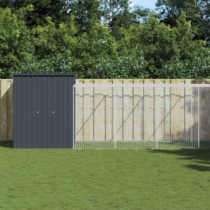 Kippenhok met ren 165x1271x181 cm staal antraciet