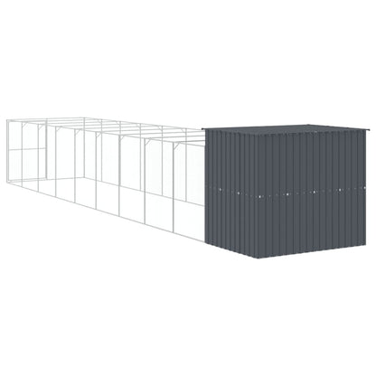 Hondenhok met ren 214x1069x181 cm staal antraciet