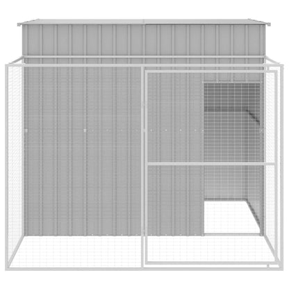 Hondenhok met ren 214x253x181 cm staal lichtgrijs