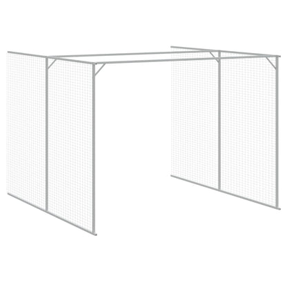 Hondenhok met ren 214x457x181 cm staal lichtgrijs
