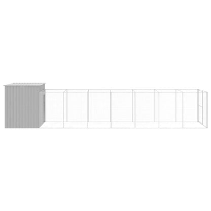 Hondenhok met ren 214x865x181 cm staal lichtgrijs