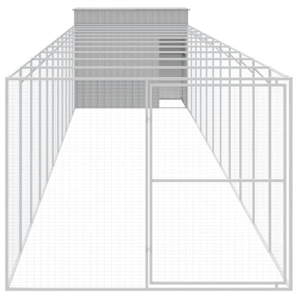 Hondenhok met ren 214x1273x181 cm staal lichtgrijs