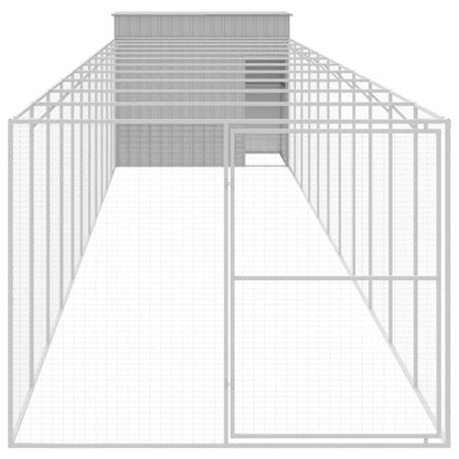 Hondenhok met ren 214x1273x181 cm staal lichtgrijs
