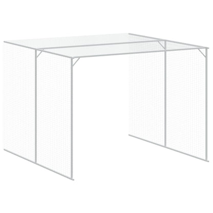 Hondenhok met ren 214x661x181 cm staal lichtgrijs