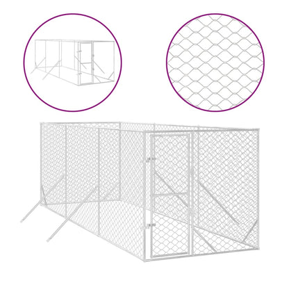 Hondenkennel voor buiten 2x6x2 m gegalvaniseerd staal zilver
