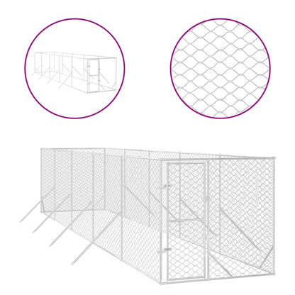 Hondenkennel voor buiten 2x10x2 m gegalvaniseerd staal zilver