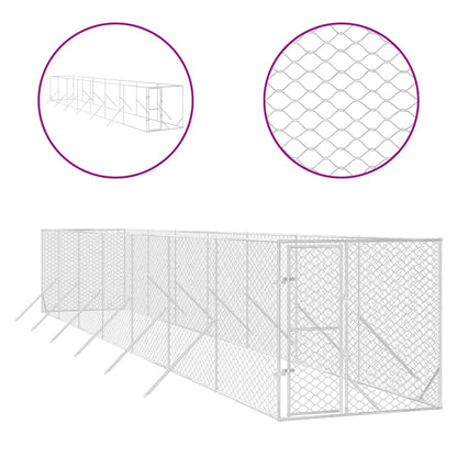 Hondenkennel voor buiten 2x14x2 m gegalvaniseerd staal zilver
