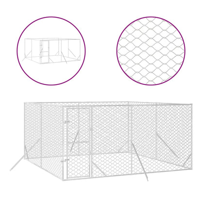 Hondenkennel voor buiten 4x4x2 m gegalvaniseerd staal zilver