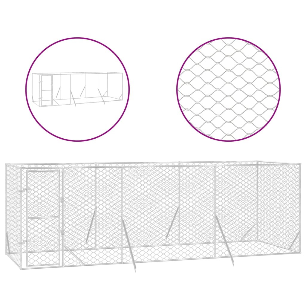 Hondenkennel voor buiten 6x2x2 m gegalvaniseerd staal zilver