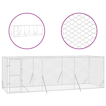 Hondenkennel voor buiten 6x2x2 m gegalvaniseerd staal zilver