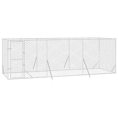 Hondenkennel voor buiten 6x2x2 m gegalvaniseerd staal zilver