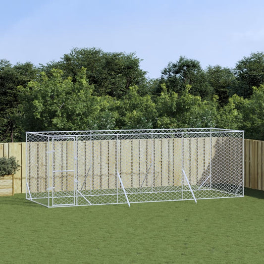 Hondenkennel voor buiten 6x2x2 m gegalvaniseerd staal zilver