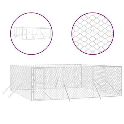 Hondenkennel voor buiten 6x6x2 m gegalvaniseerd staal zilver