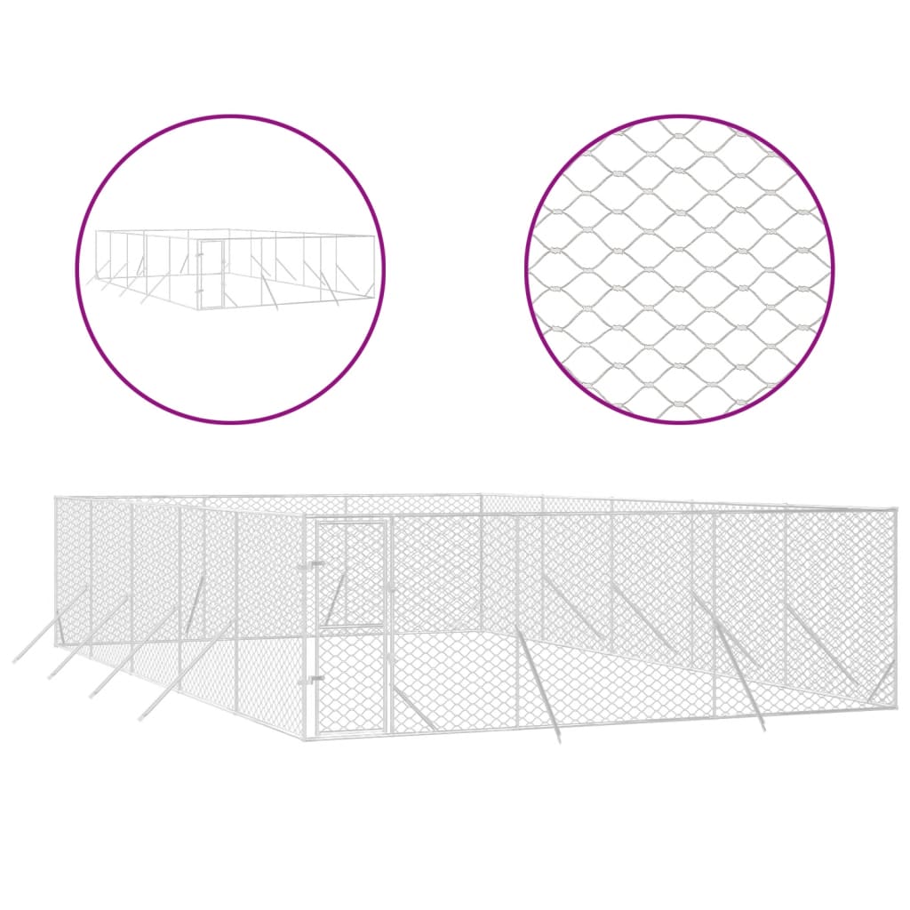 Hondenkennel voor buiten 6x10x2 m gegalvaniseerd staal zilver