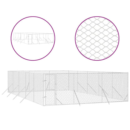 Hondenkennel voor buiten 6x10x2 m gegalvaniseerd staal zilver