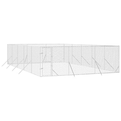 Hondenkennel voor buiten 6x10x2 m gegalvaniseerd staal zilver