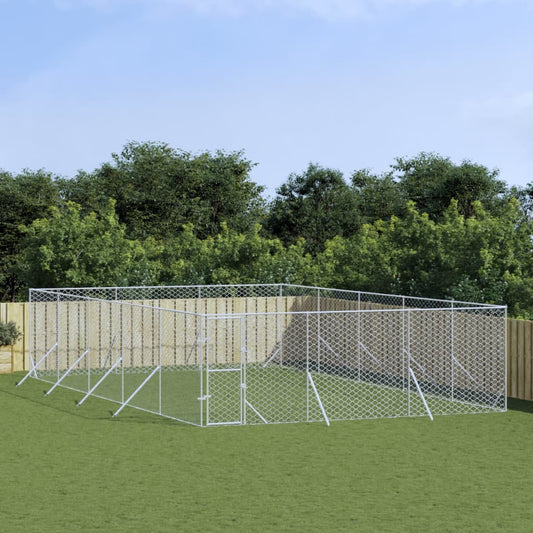 Hondenkennel voor buiten 6x10x2 m gegalvaniseerd staal zilver