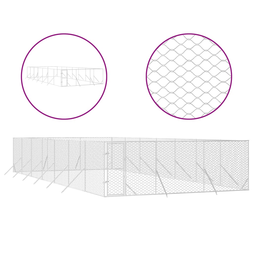 Hondenkennel voor buiten 6x14x2 m gegalvaniseerd staal zilver