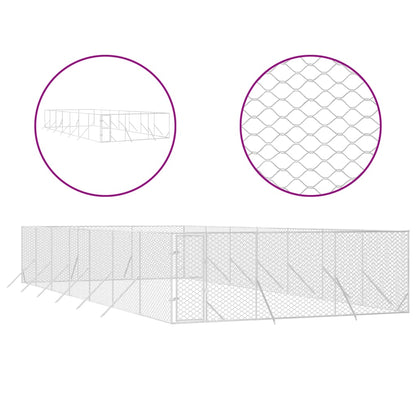 Hondenkennel voor buiten 6x14x2 m gegalvaniseerd staal zilver