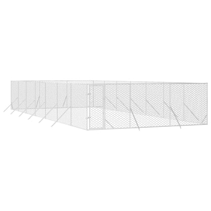 Hondenkennel voor buiten 6x14x2 m gegalvaniseerd staal zilver