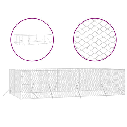 Hondenkennel voor buiten 8x4x2 m gegalvaniseerd staal zilver