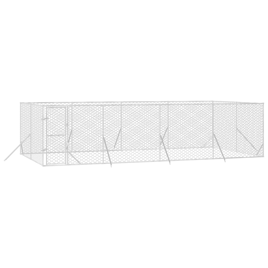 Hondenkennel voor buiten 8x4x2 m gegalvaniseerd staal zilver