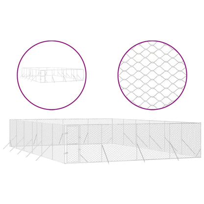 Hondenkennel voor buiten 8x12x2 m gegalvaniseerd staal zilver