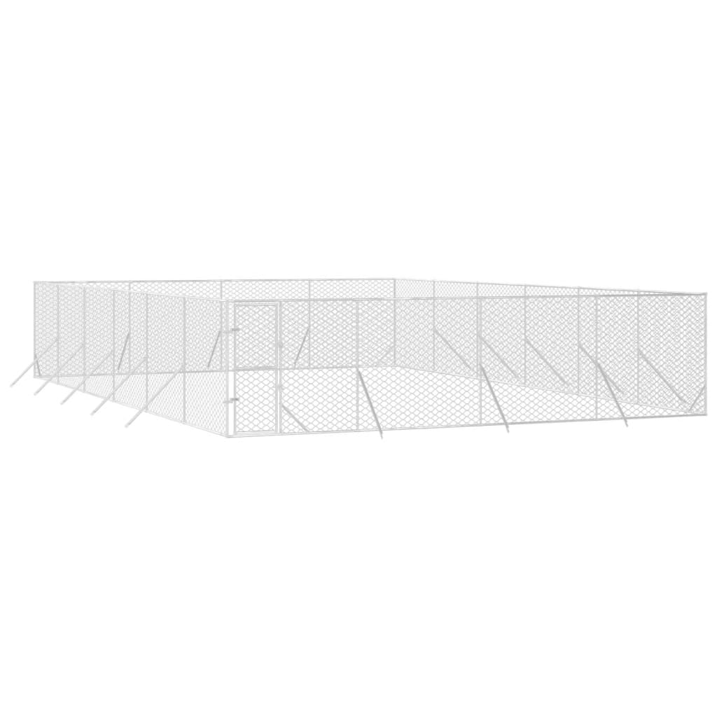 Hondenkennel voor buiten 8x12x2 m gegalvaniseerd staal zilver