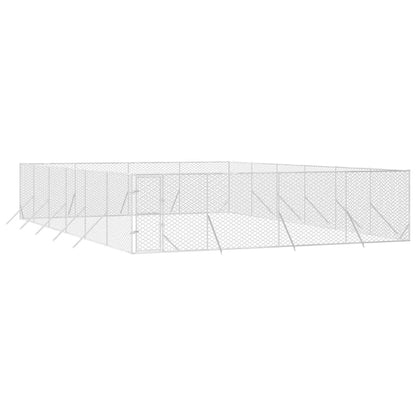 Hondenkennel voor buiten 8x12x2 m gegalvaniseerd staal zilver