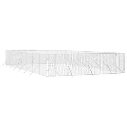Hondenkennel voor buiten 8x16x2 m gegalvaniseerd staal zilver