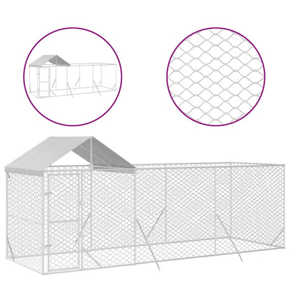 Hondenkennel met dak 6x2x2,5 m gegalvaniseerd staal zilverkleur