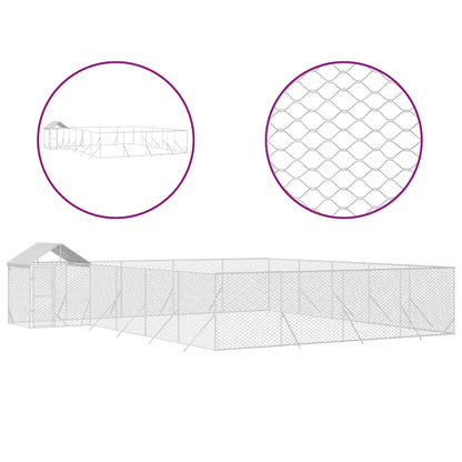 Hondenkennel met dak 10x8x2,5 m gegalvaniseerd staal zilver