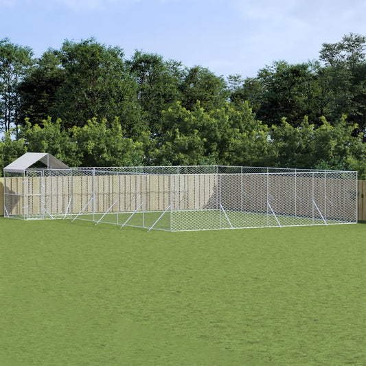 Hondenkennel met dak 10x8x2,5 m gegalvaniseerd staal zilver