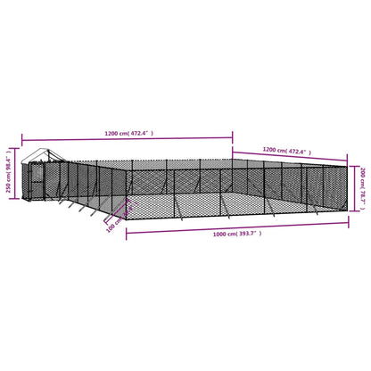 Hondenkennel met dak 12x12x2,5 m gegalvaniseerd staal zilver