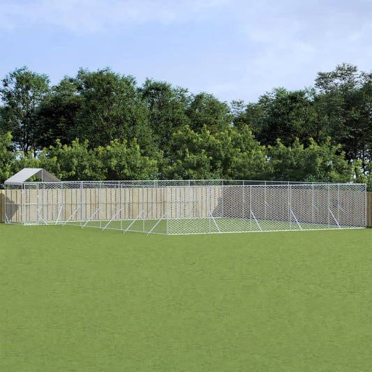 Hondenkennel met dak 12x12x2,5 m gegalvaniseerd staal zilver