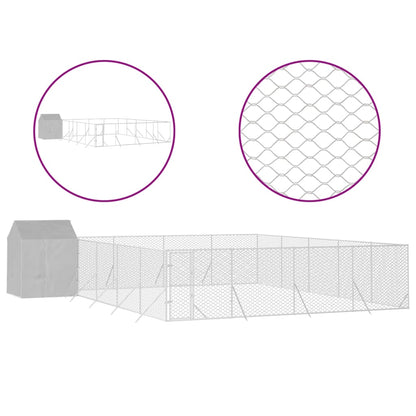 Hondenkennel met dak 10x10x2,5 m gegalvaniseerd staal zilver