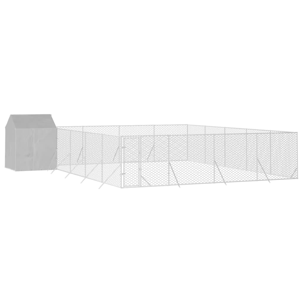 Hondenkennel met dak 10x10x2,5 m gegalvaniseerd staal zilver