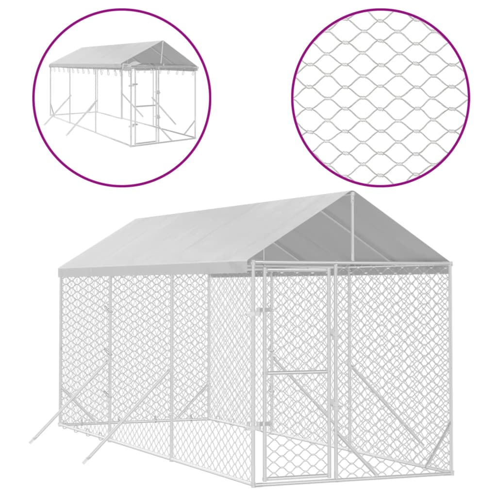 Hondenkennel met dak 2x6x2,5 m gegalvaniseerd staal zilver
