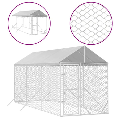 Hondenkennel met dak 2x6x2,5 m gegalvaniseerd staal zilver