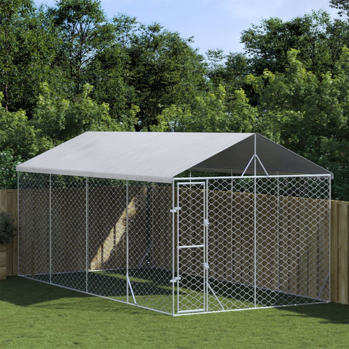Hondenkennel met dak 3x6x2,5 m gegalvaniseerd staal zilverkleur