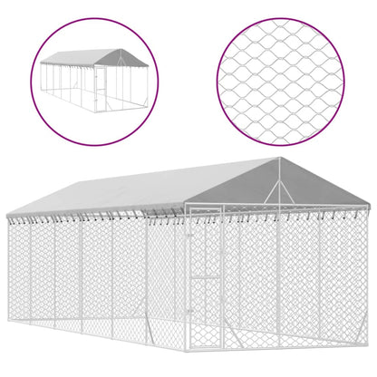Hondenkennel met dak 3x9x2,5 m gegalvaniseerd staal zilverkleur
