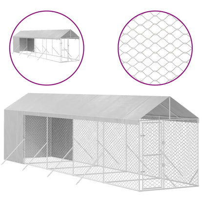 Hondenkennel met dak 2x10x2,5 m gegalvaniseerd staal zilver