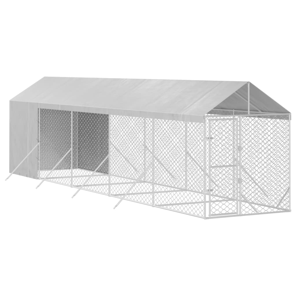 Hondenkennel met dak 2x10x2,5 m gegalvaniseerd staal zilver