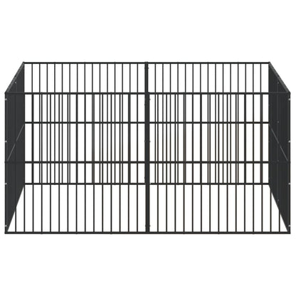 Hondenkennel 8 panelen gepoedercoat staal zwart